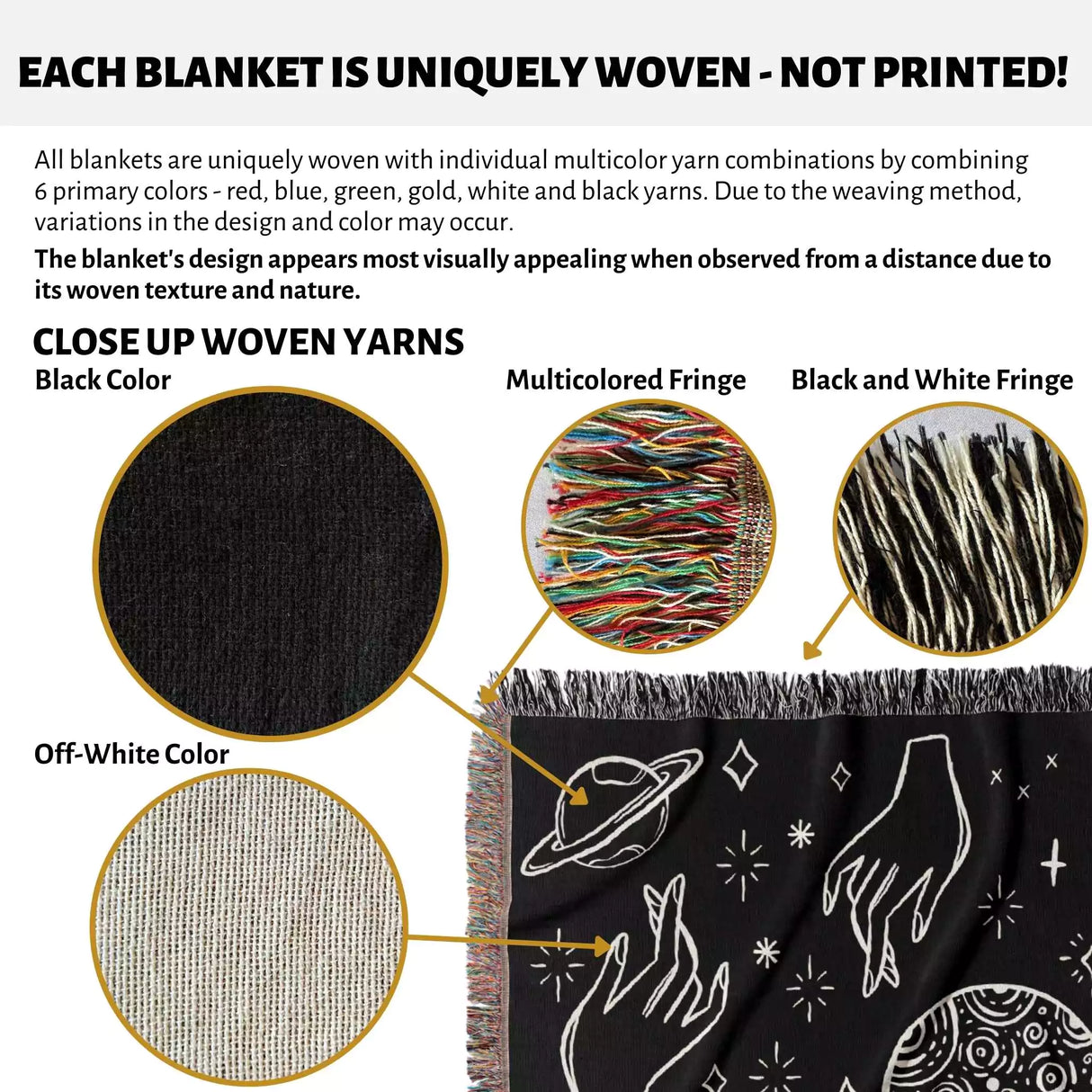 Celestial Hands Woven Throw Blanket - DesignerOllie.com