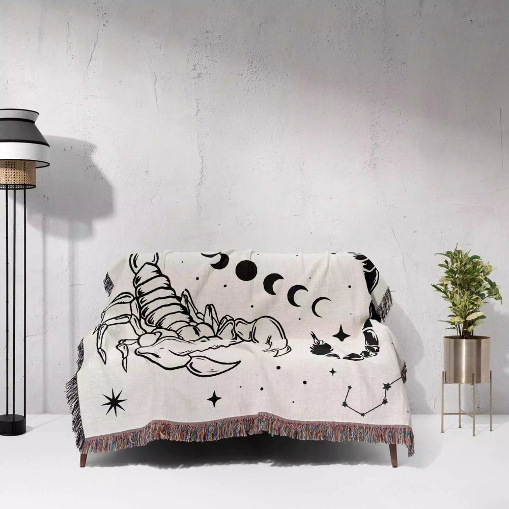 Celestial Scorpio Zodiac Woven Throw Blanket - DesignerOllie.com