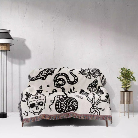 Celestial Spooky Witchy Woven Throw Blanket - DesignerOllie.com