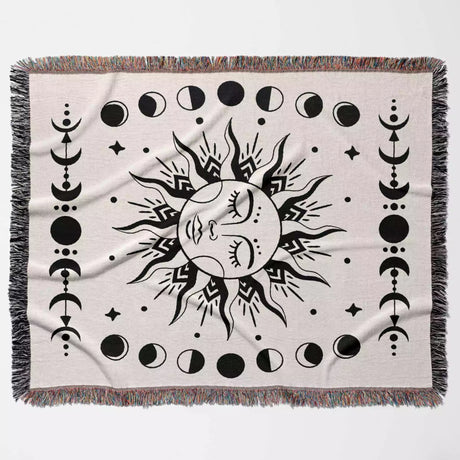 Celestial Sun and Moons Woven Throw Blanket - DesignerOllie.com