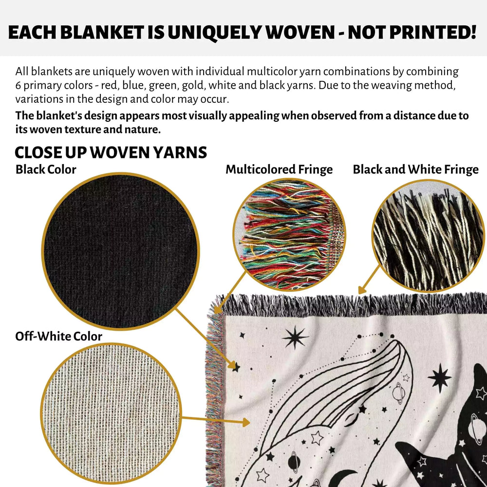 Celestial Whales Woven Throw Blanket - DesignerOllie.com