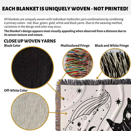 Celestial Whales Woven Throw Blanket - DesignerOllie.com
