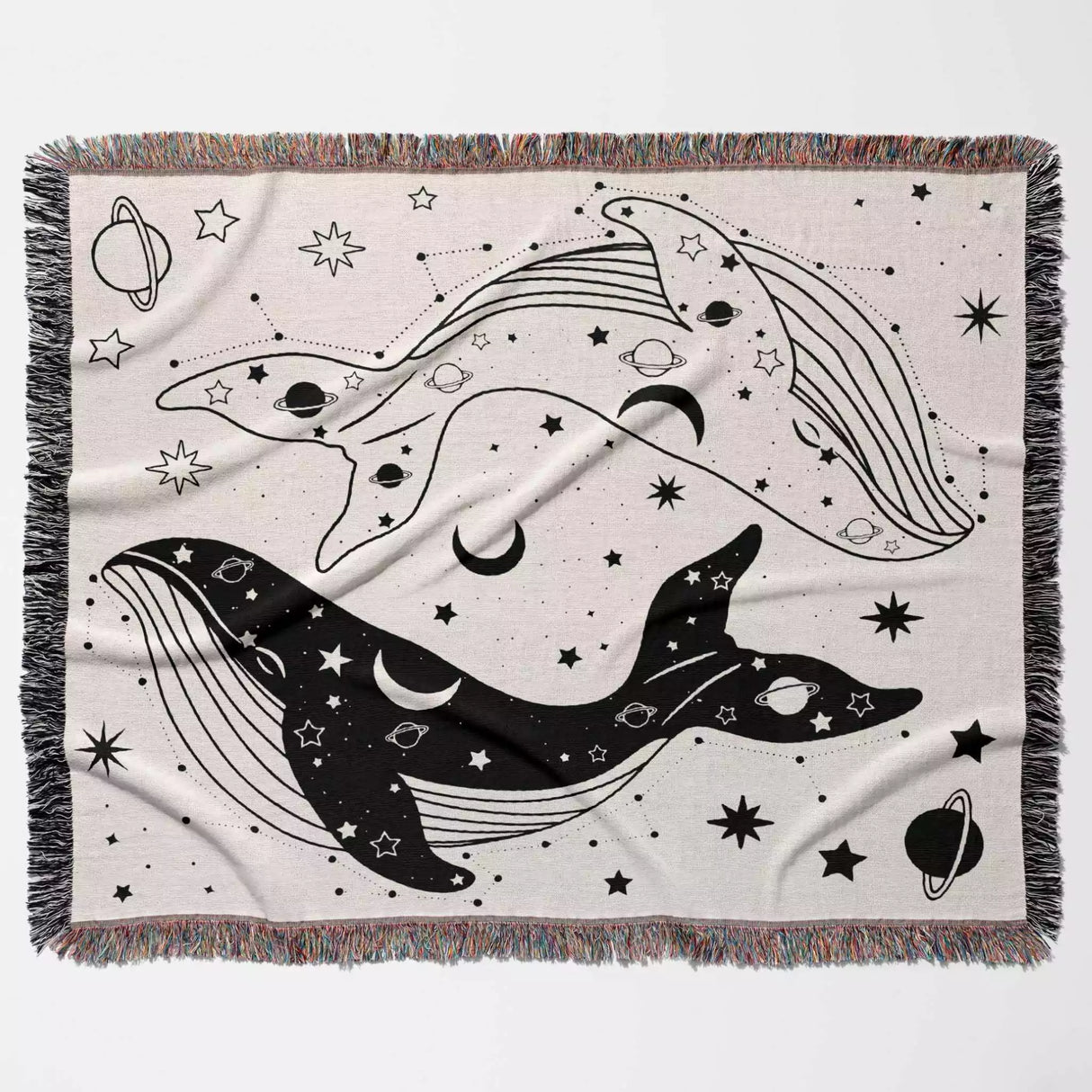 Celestial Whales Woven Throw Blanket - DesignerOllie.com