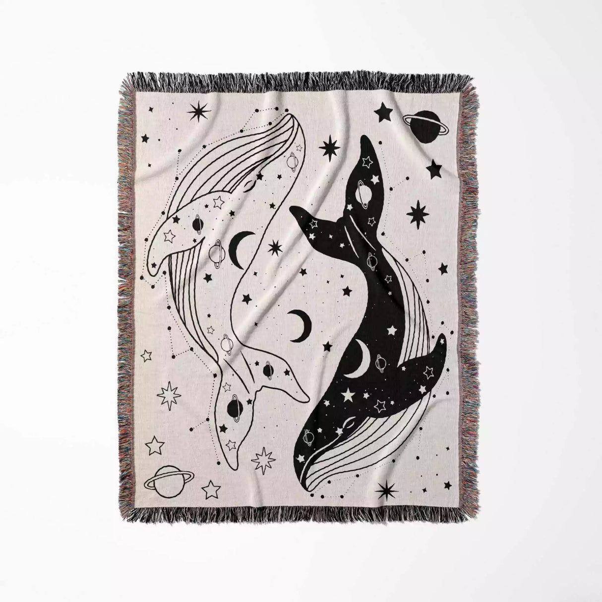 Celestial Whales Woven Throw Blanket - DesignerOllie.com