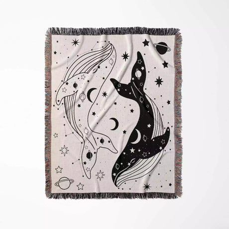 Celestial Whales Woven Throw Blanket - DesignerOllie.com