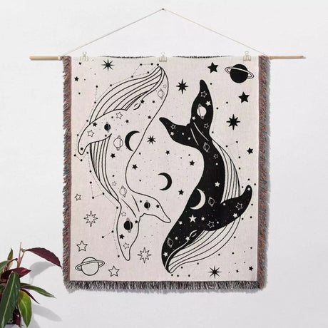 Celestial Whales Woven Throw Blanket - DesignerOllie.com