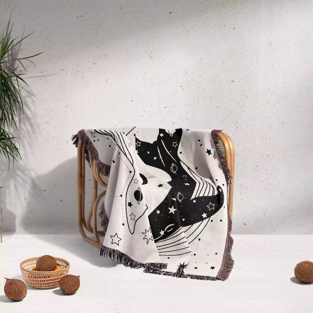 Celestial Whales Woven Throw Blanket - DesignerOllie.com