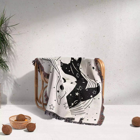 Celestial Whales Woven Throw Blanket - DesignerOllie.com