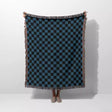 Checkered Black and Blue Woven Throw Blanket and Tapestry - DesignerOllie.com