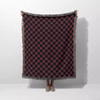 Checkered Black and Bordeaux Woven Throw Blanket and Tapestry - DesignerOllie.com