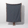 Checkered Black and Light Blue Woven Throw Blanket and Tapestry - DesignerOllie.com