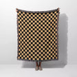 Checkered Black and Orange Woven Throw Blanket and Tapestry - DesignerOllie.com