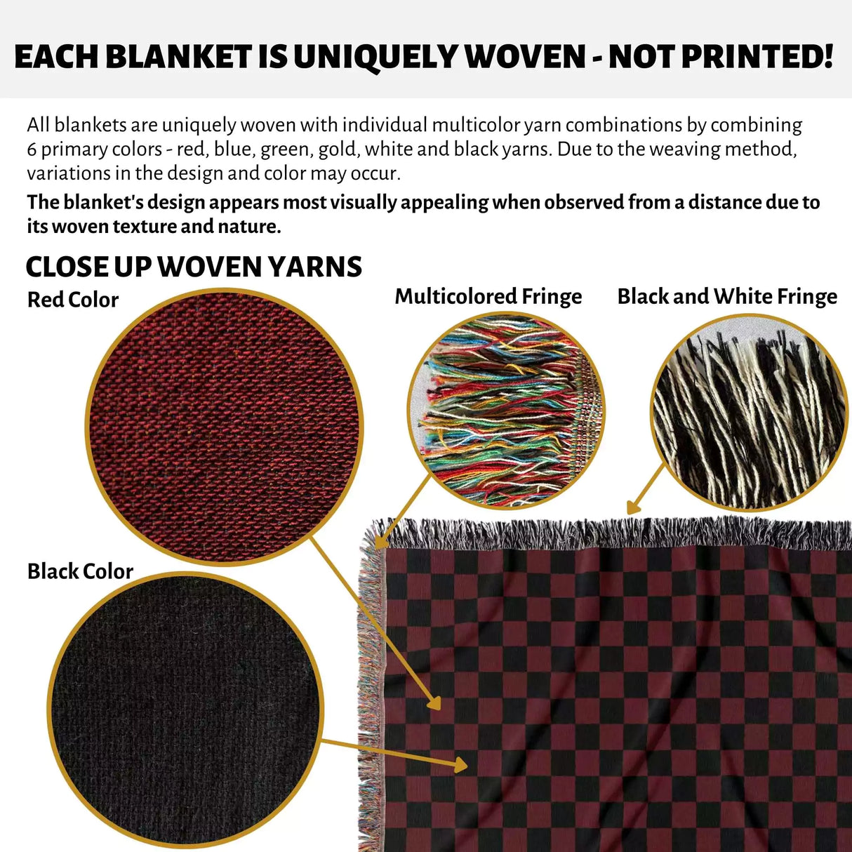 Checkered Black and Red Woven Throw Blanket and Tapestry - DesignerOllie.com