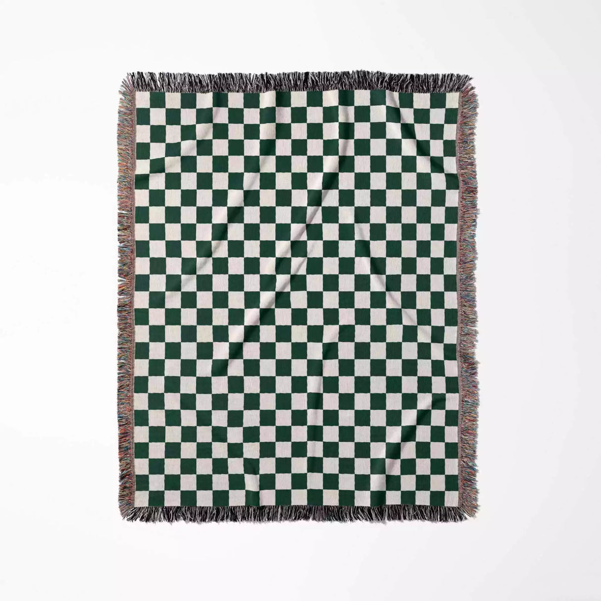 Forest Green Checker Woven Throw Blanket - DesignerOllie.com