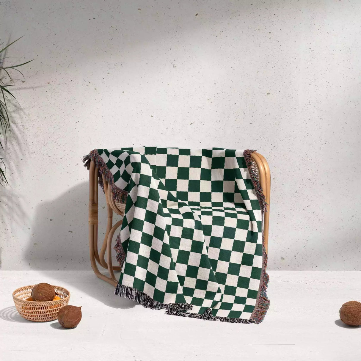 Forest Green Checker Woven Throw Blanket - DesignerOllie.com