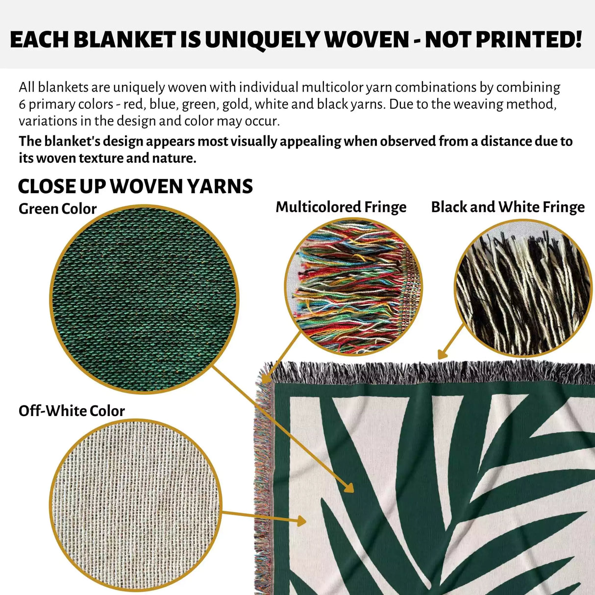 Forest Green Leaf Woven Throw Blanket and Tapestry - DesignerOllie.com