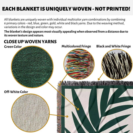Forest Green Leaf Woven Throw Blanket and Tapestry - DesignerOllie.com