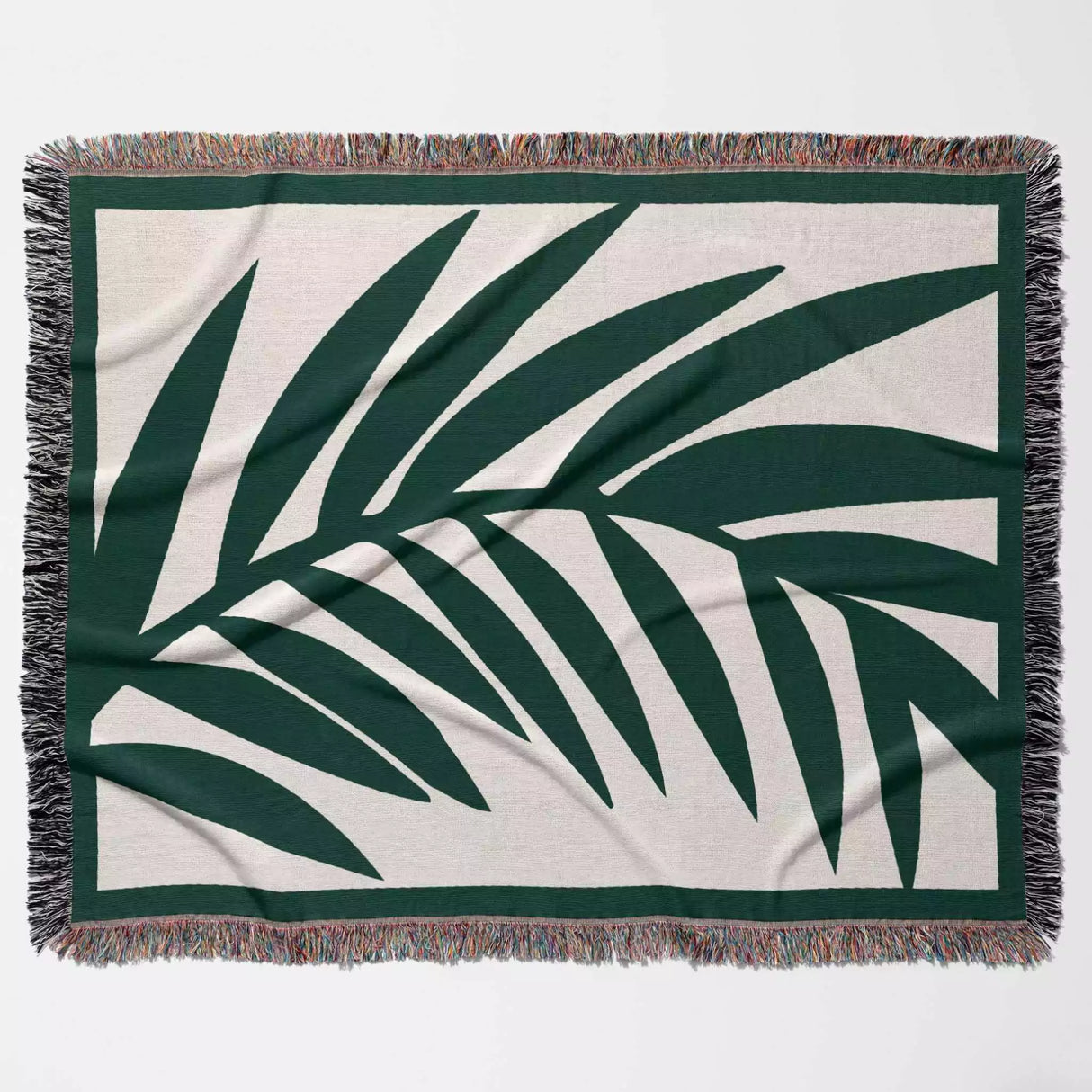 Forest Green Leaf Woven Throw Blanket and Tapestry - DesignerOllie.com