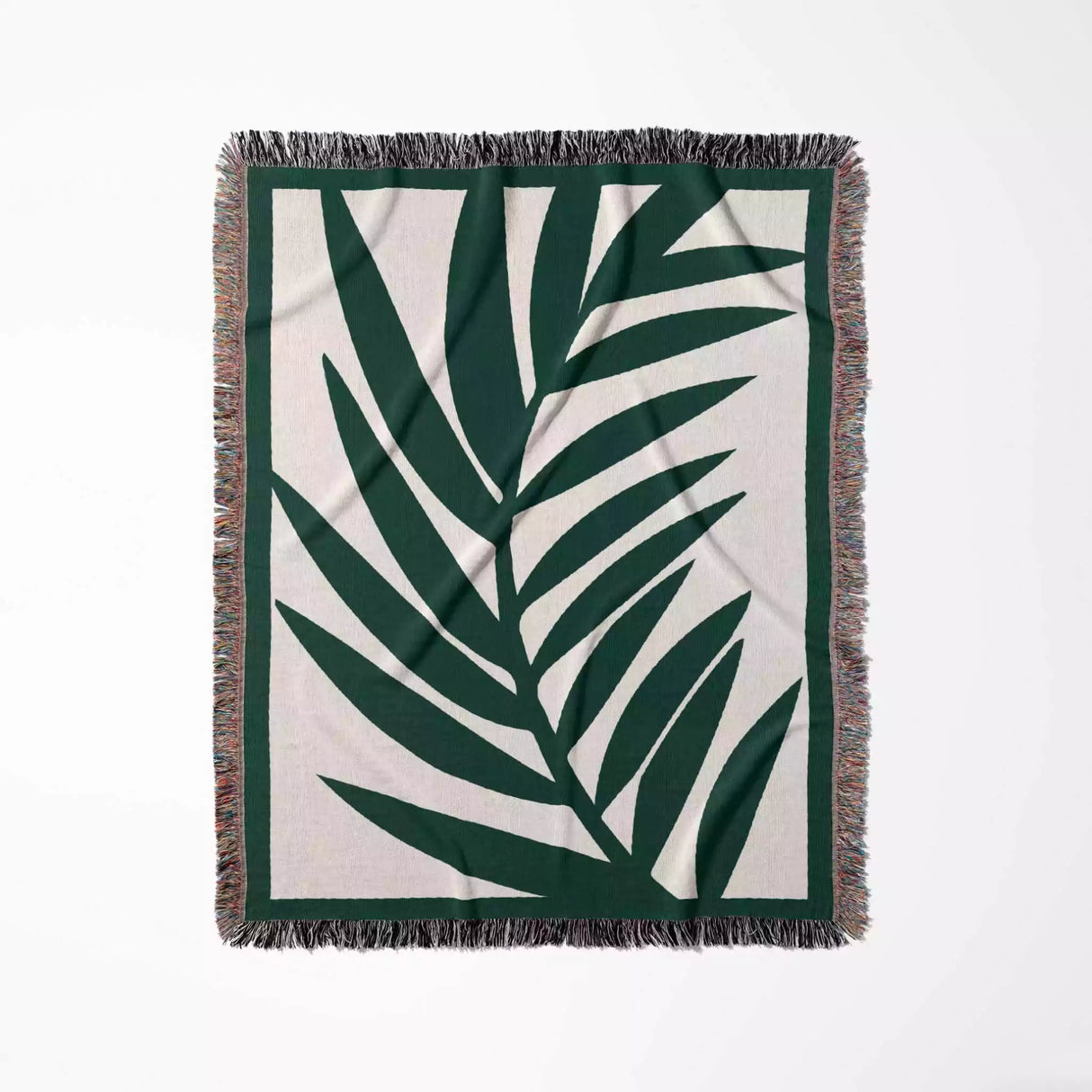 Forest Green Leaf Woven Throw Blanket and Tapestry - DesignerOllie.com