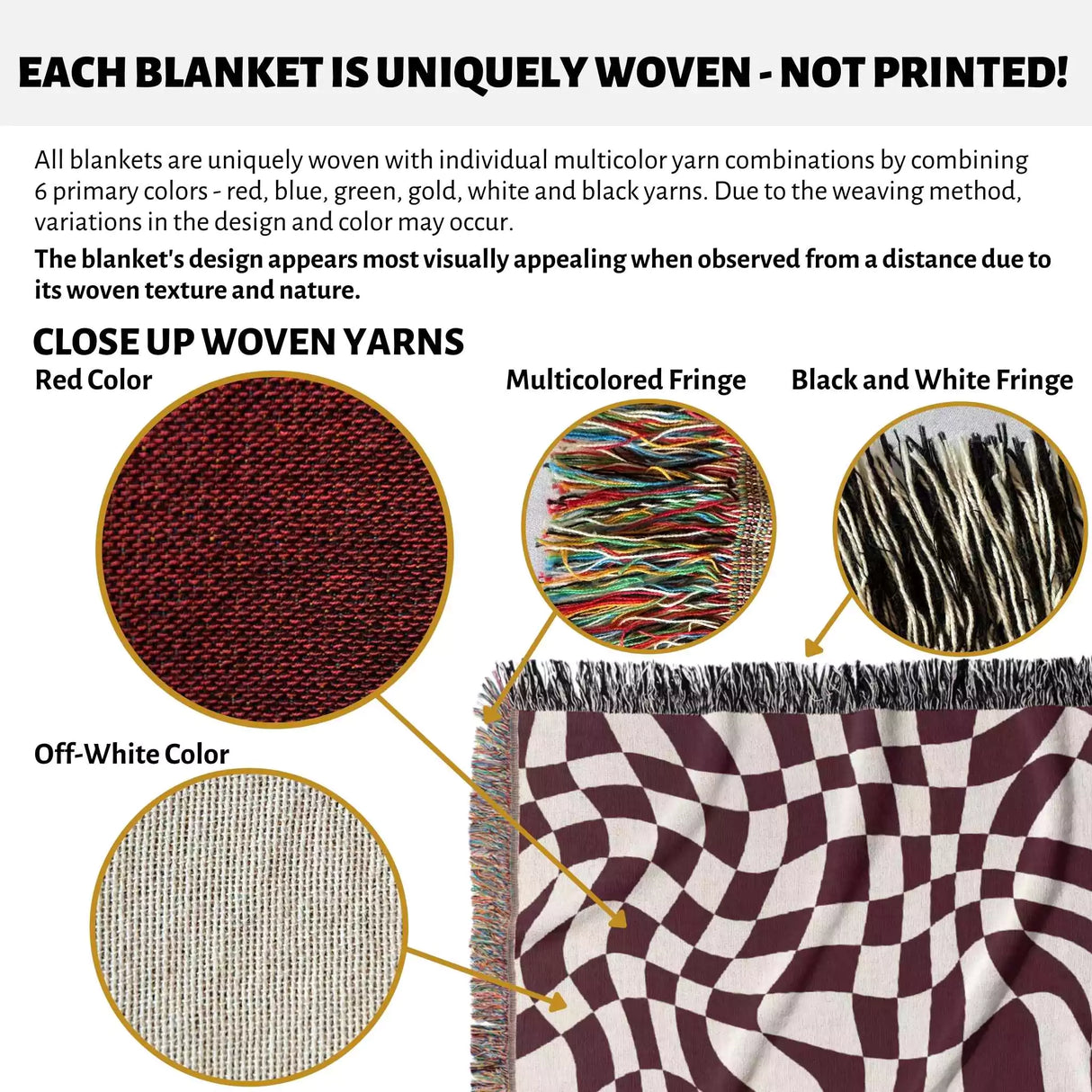 Funky Retro Style Red Checker Woven Throw Blanket - DesignerOllie.com