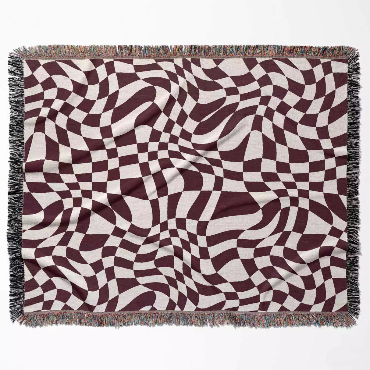 Funky Retro Style Red Checker Woven Throw Blanket - DesignerOllie.com