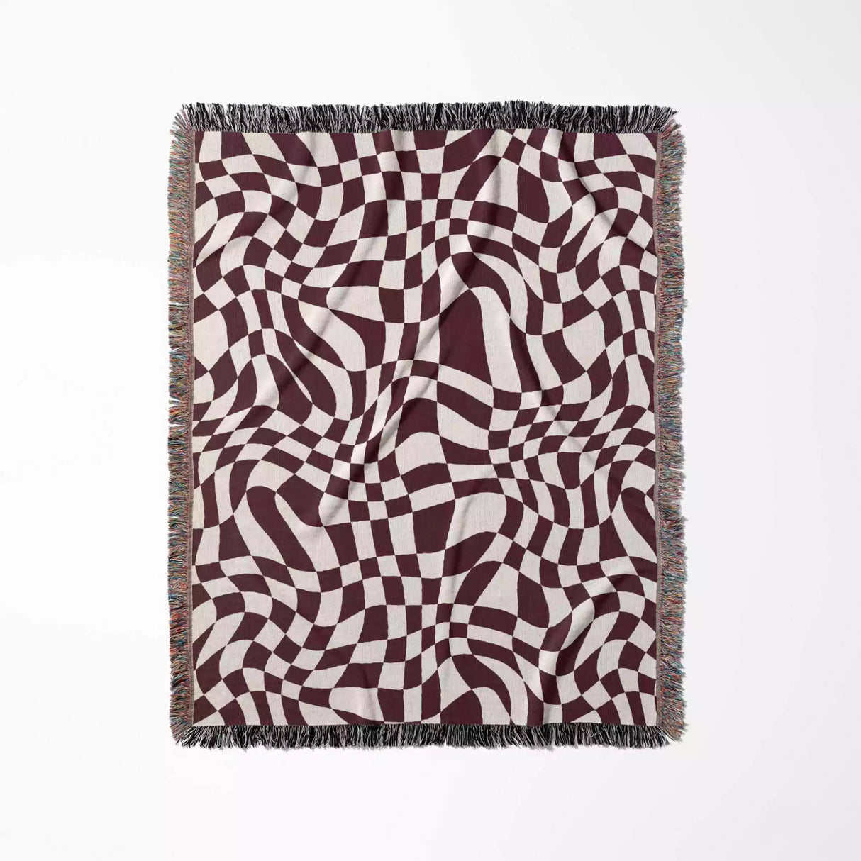 Funky Retro Style Red Checker Woven Throw Blanket - DesignerOllie.com