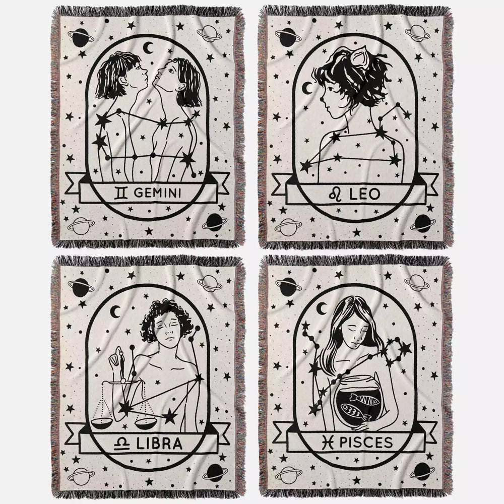 Zodiac Sign Blanket - Astrology Woven Throw Tapestry Blanket Collection - DesignerOllie.com
