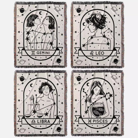 Zodiac Sign Blanket - Astrology Woven Throw Tapestry Blanket Collection - DesignerOllie.com