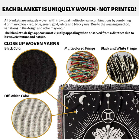 Gemini Zodiac Blanket, Unique Birthday Present for Wife and Husband - DesignerOllie.com