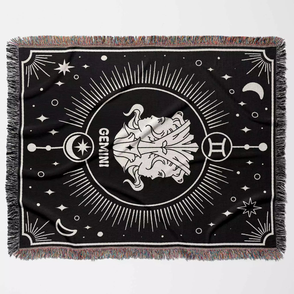 Gemini Zodiac Blanket, Unique Birthday Present for Wife and Husband - DesignerOllie.com