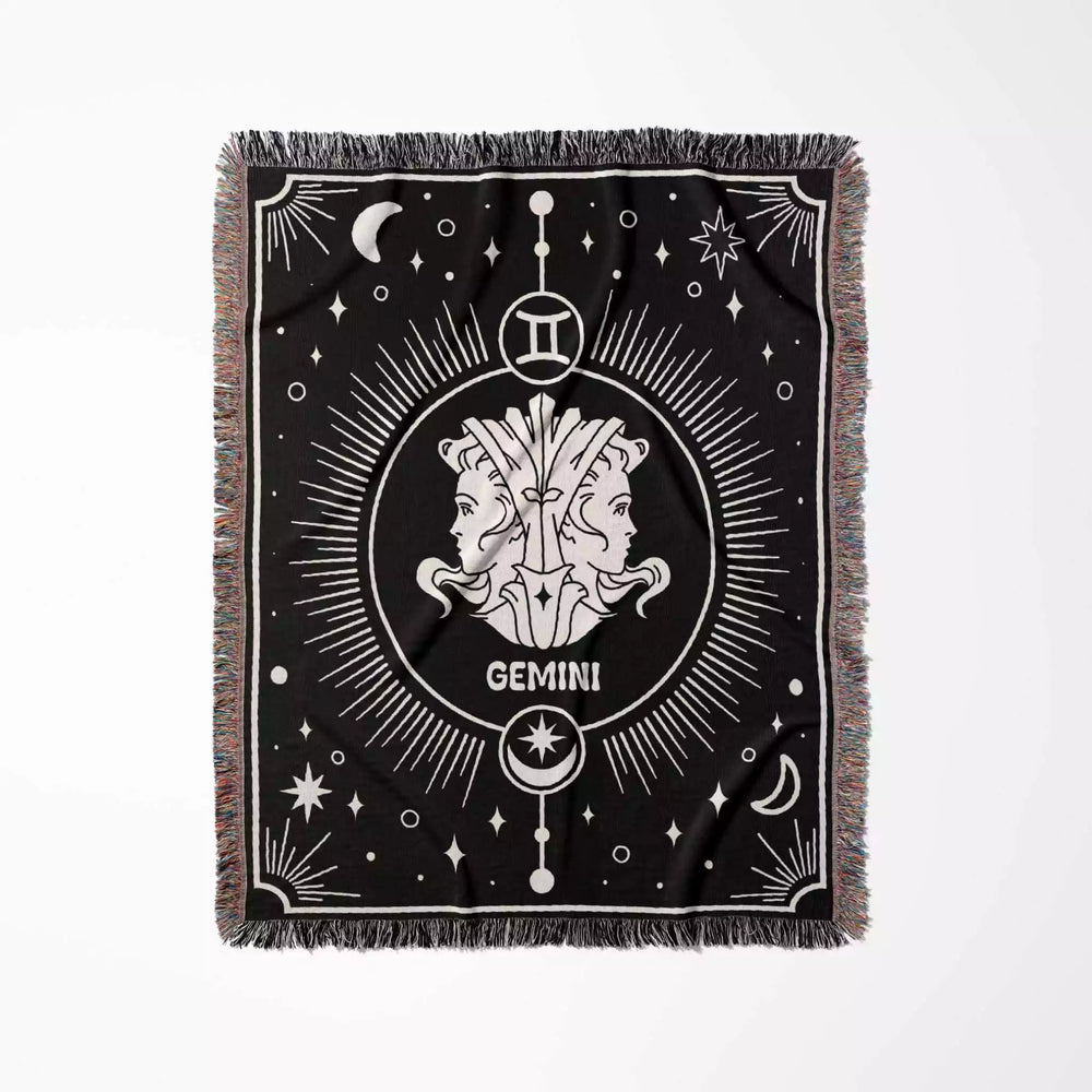 Gemini Zodiac Blanket, Unique Birthday Present for Wife and Husband - DesignerOllie.com