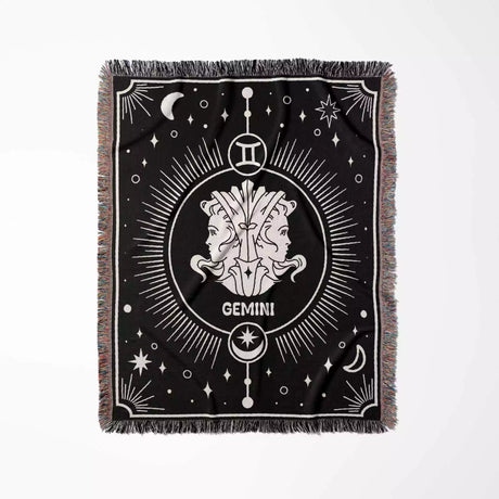 Gemini Zodiac Blanket, Unique Birthday Present for Wife and Husband - DesignerOllie.com