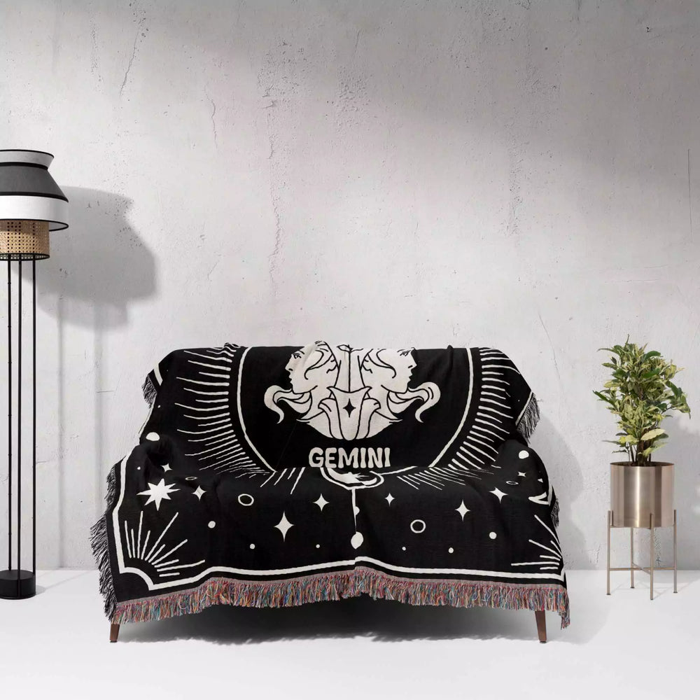 Gemini Zodiac Blanket, Unique Birthday Present for Wife and Husband - DesignerOllie.com