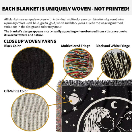Gemini Zodiac Sign Astrology Woman Woven Throw Blanket Tapestry - DesignerOllie.com