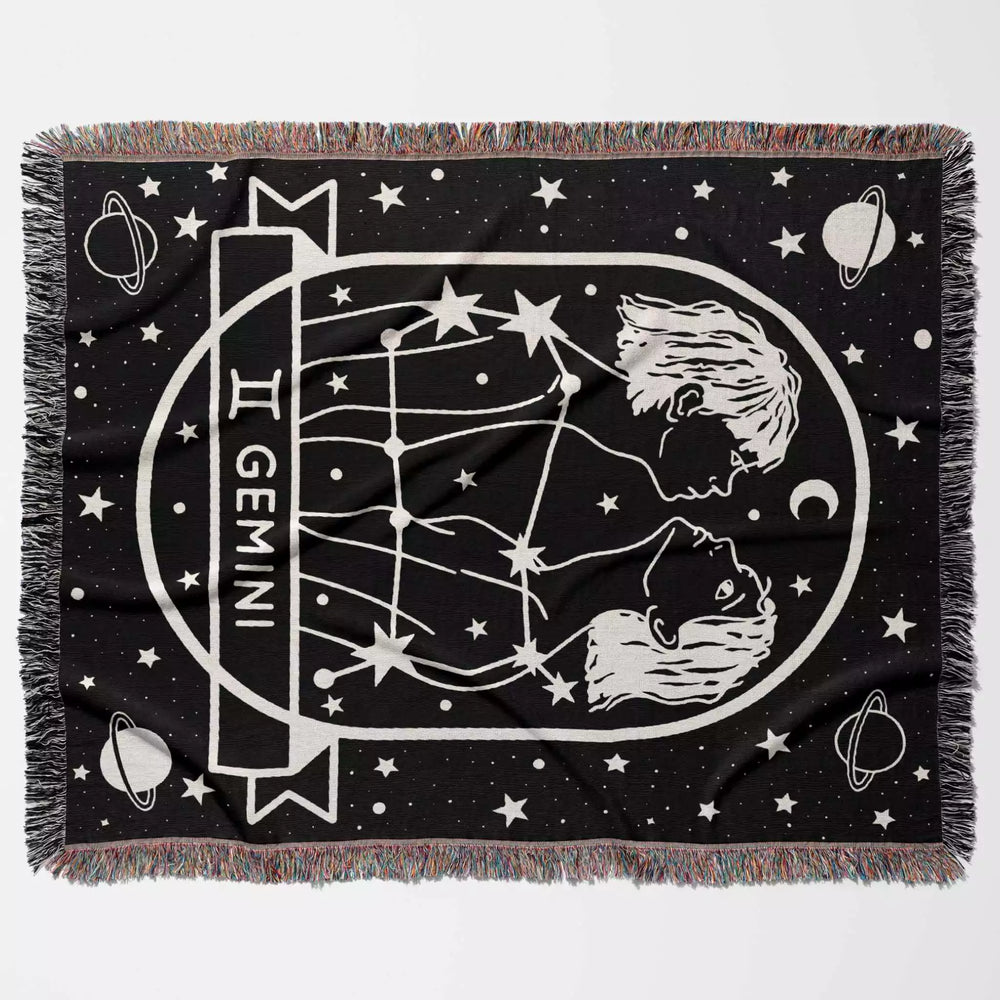 Gemini Zodiac Sign Astrology Woman Woven Throw Blanket Tapestry - DesignerOllie.com
