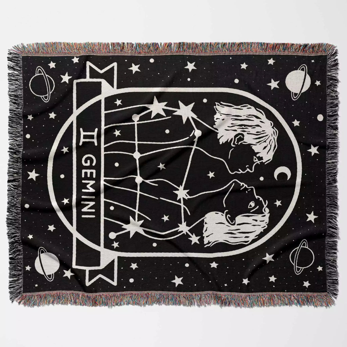 Gemini Zodiac Sign Astrology Woman Woven Throw Blanket Tapestry - DesignerOllie.com