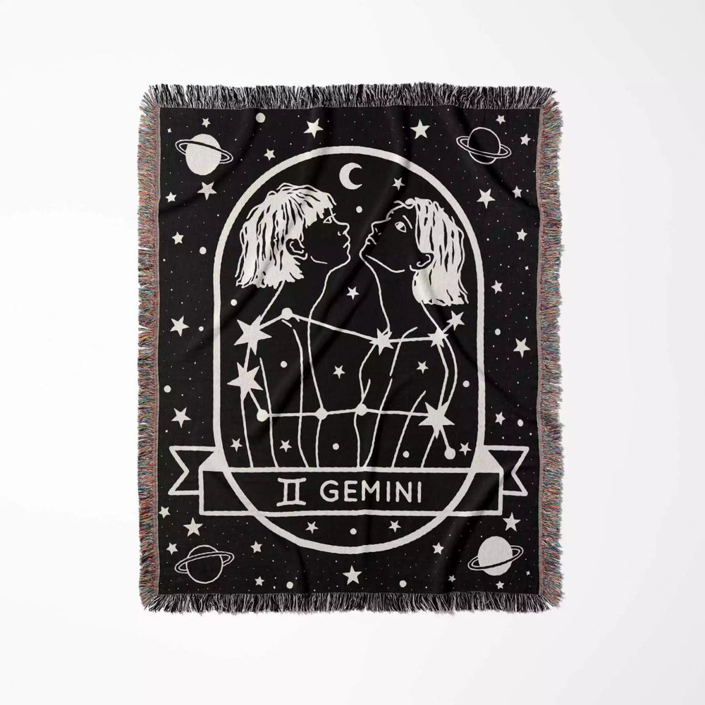Gemini Zodiac Sign Astrology Woman Woven Throw Blanket Tapestry - DesignerOllie.com
