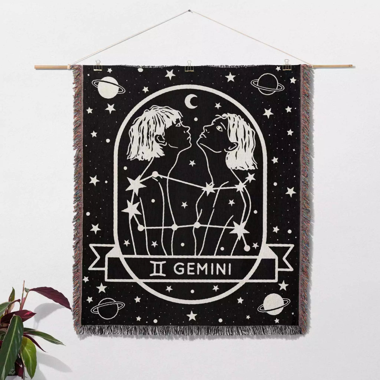 Gemini Zodiac Sign Astrology Woman Woven Throw Blanket Tapestry - DesignerOllie.com