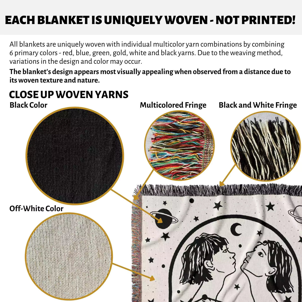 Gemini Zodiac Sign Astrology Woman Woven Throw Blanket and Tapestry Blanket - DesignerOllie.com