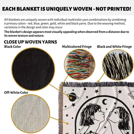 Gemini Zodiac Sign Astrology Woman Woven Throw Blanket and Tapestry Blanket - DesignerOllie.com