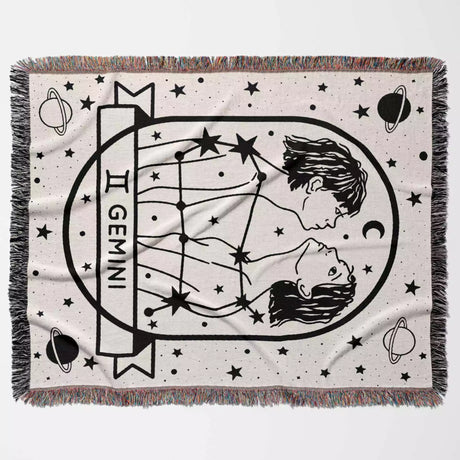 Gemini Zodiac Sign Astrology Woman Woven Throw Blanket and Tapestry Blanket - DesignerOllie.com