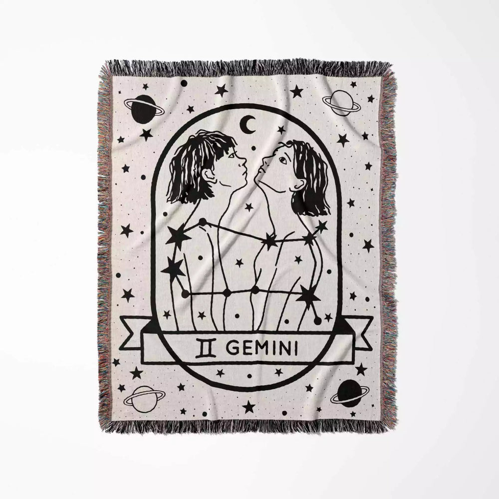 Gemini Zodiac Sign Astrology Woman Woven Throw Blanket and Tapestry Blanket - DesignerOllie.com