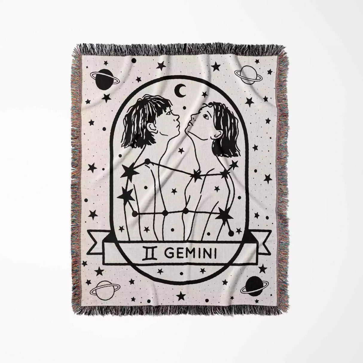 Gemini Zodiac Sign Astrology Woman Woven Throw Blanket and Tapestry Blanket - DesignerOllie.com