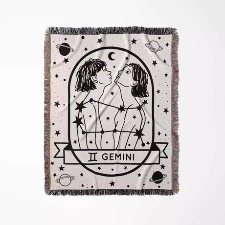 Gemini Zodiac Sign Astrology Woman Woven Throw Blanket and Tapestry Blanket - DesignerOllie.com