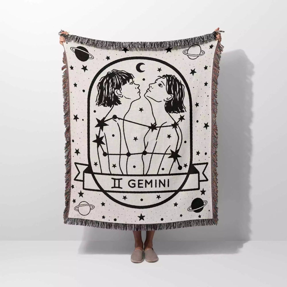 Gemini Zodiac Sign Astrology Woman Woven Throw Blanket and Tapestry Blanket - DesignerOllie.com