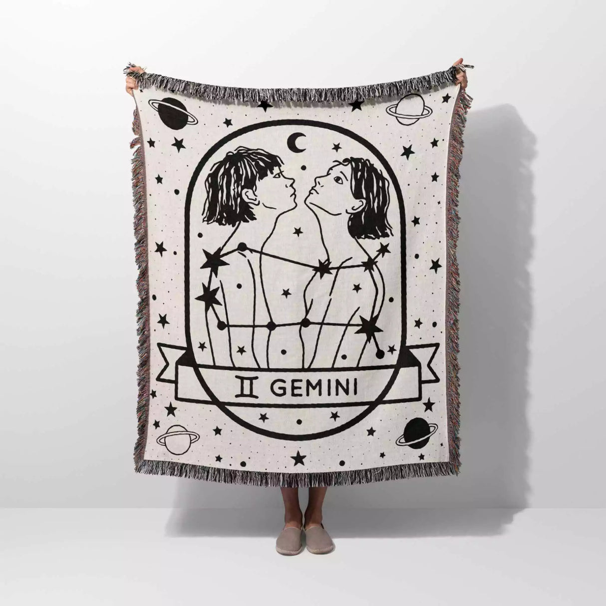 Gemini Zodiac Sign Astrology Woman Woven Throw Blanket and Tapestry Blanket - DesignerOllie.com