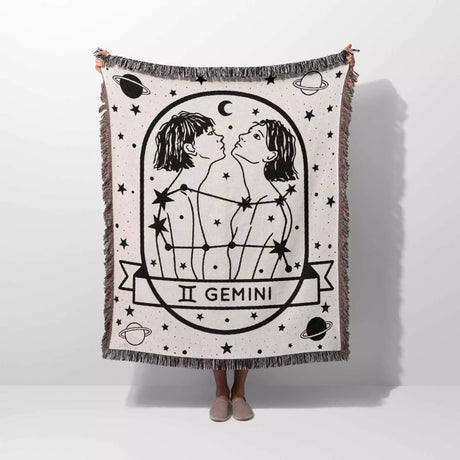 Gemini Zodiac Sign Astrology Woman Woven Throw Blanket and Tapestry Blanket - DesignerOllie.com