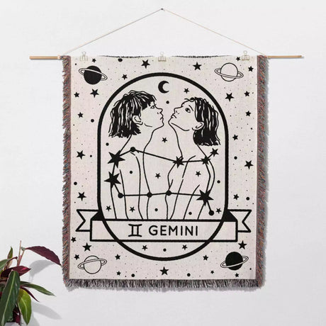 Gemini Zodiac Sign Astrology Woman Woven Throw Blanket and Tapestry Blanket - DesignerOllie.com