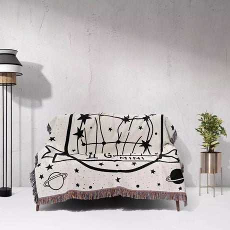 Gemini Zodiac Sign Astrology Woman Woven Throw Blanket and Tapestry Blanket - DesignerOllie.com