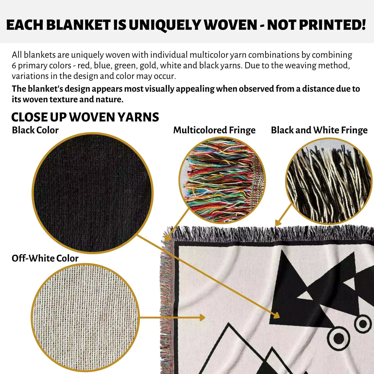 Geometric Art Black and White Woven Throw Blanket - DesignerOllie.com